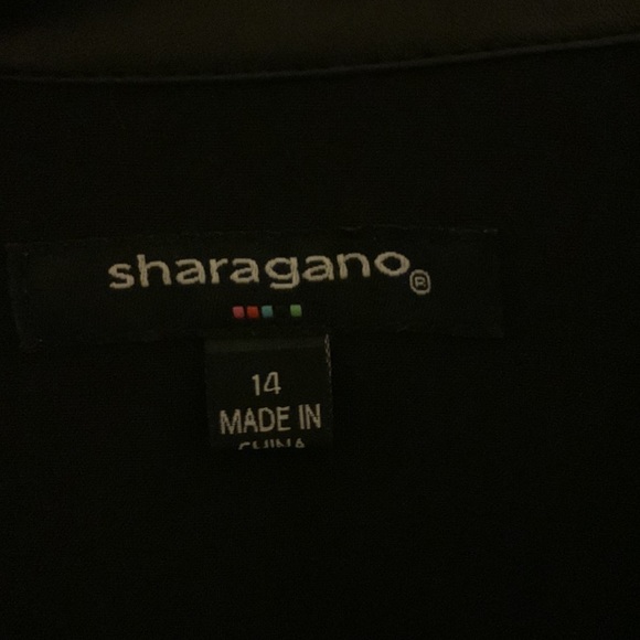 Black zip front knee length dress with faux leather on the collar and sleeves - Picture 2 of 6